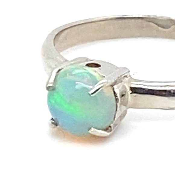 Precious Opal .82ct Platinum Finish Solid 925 Sterling Silver Ring - Picture 6 of 6